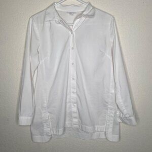 J Jill White Button-Down Shirt XS Petite White Shirt Collection Cotton Blend Lon